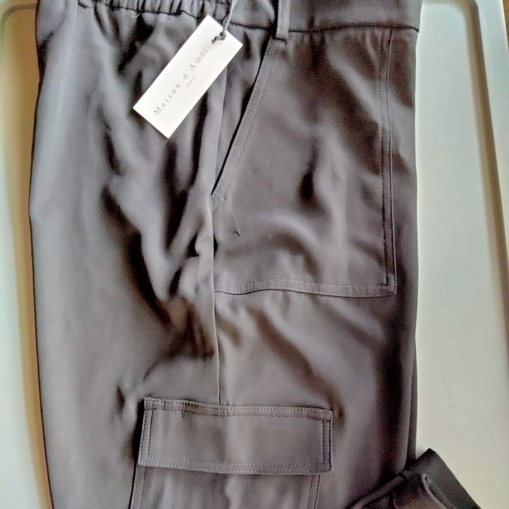 Mason d Amelie women black jogger dress pants size 10 NWT